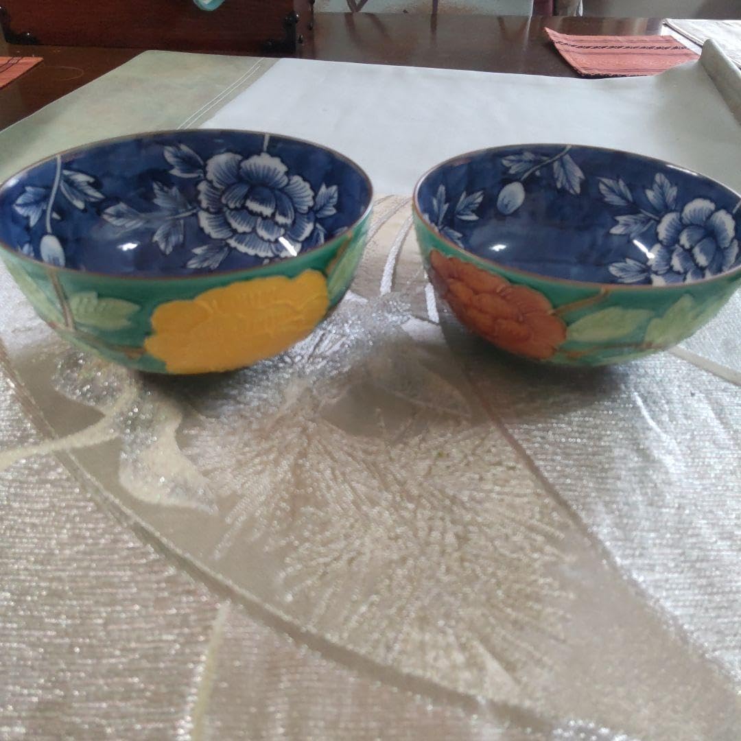 清水焼 手描き 秀峰 緑 交趾(こうち) 夫婦茶碗 お茶碗 京焼・清水焼 武内裕（秀峰窯） 一閑人交趾宝散し組飯碗 : 京焼